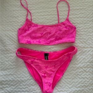 Pink floral triangl swimsuit